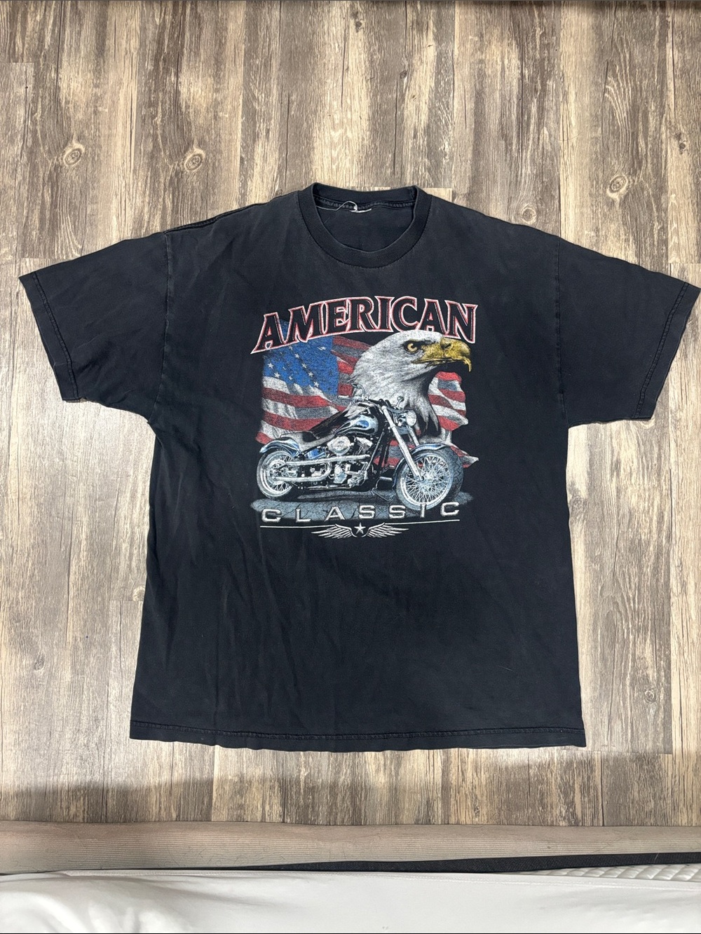 American Classic Eagle Motorcycle Graphic T-Shirt - Black